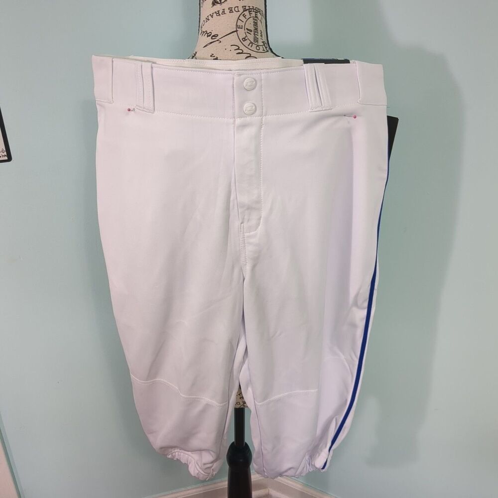 NWT New Champro Knicker Mens extra large Baseball Pants - White with blue Pipin
